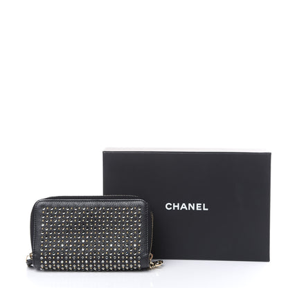 Chanel Bullskin Strass Studded Zip Around Phone Holder Black 12 of 12