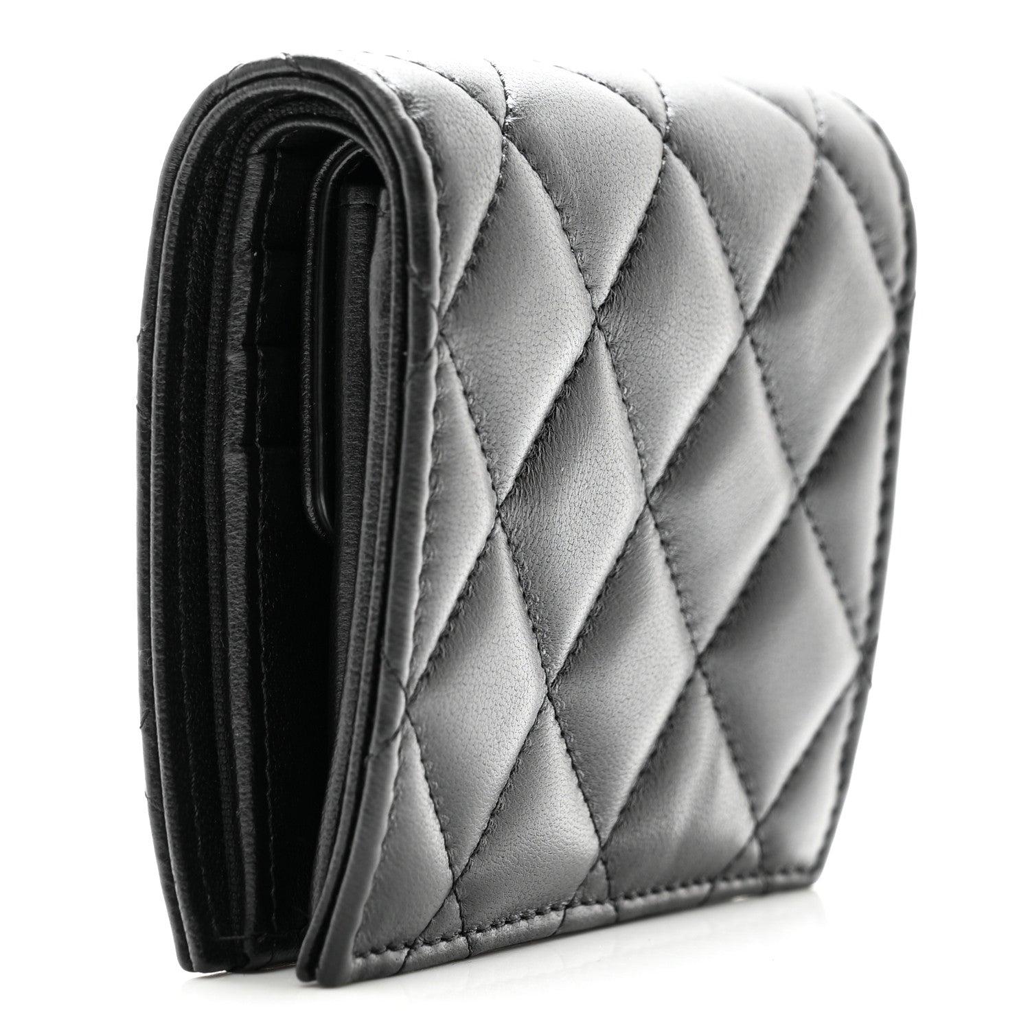 Chanel Lambskin Quilted CC Compact Bifold Wallet Black 3 of 8