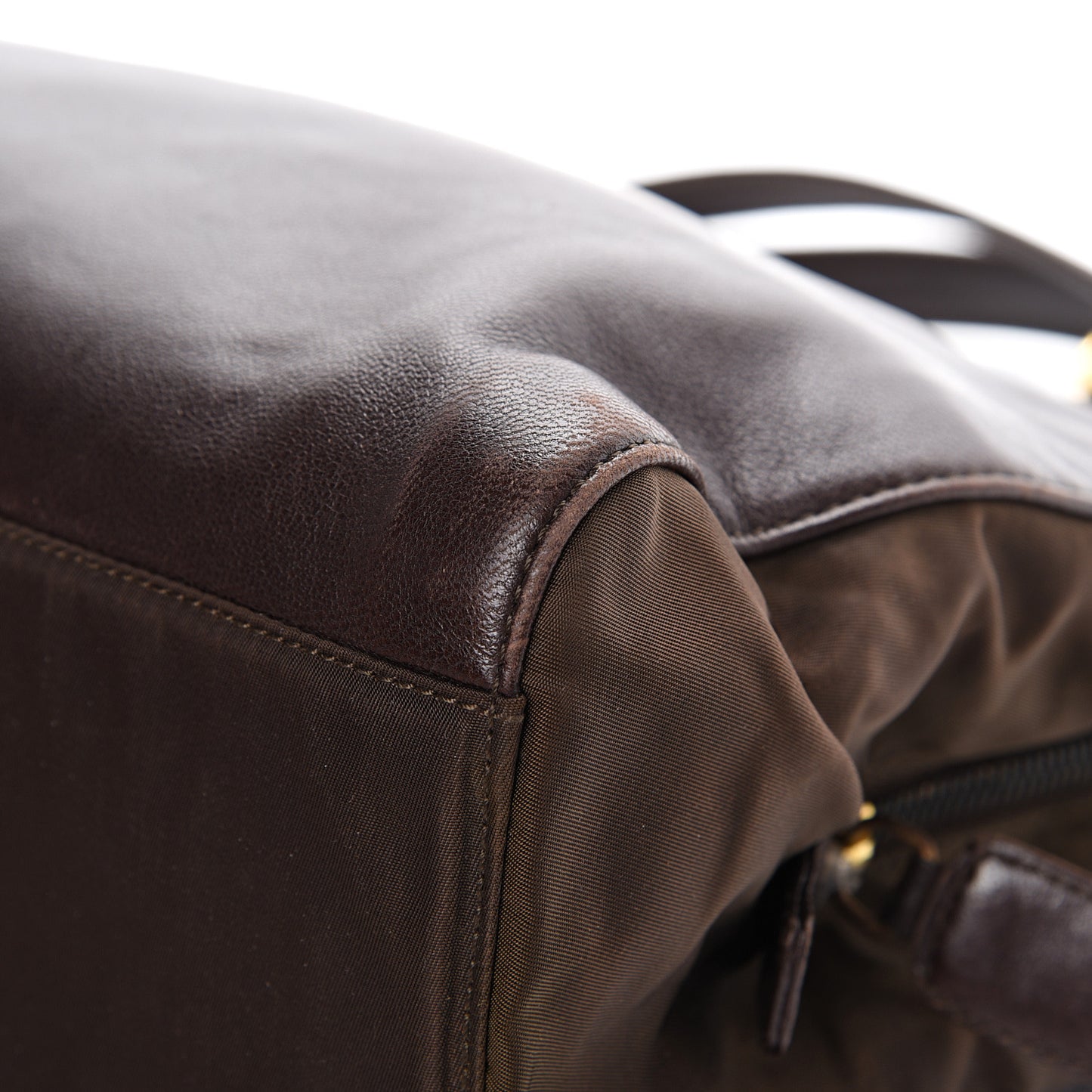 Nappa Tessuto Nylon Chain Tote Caffe