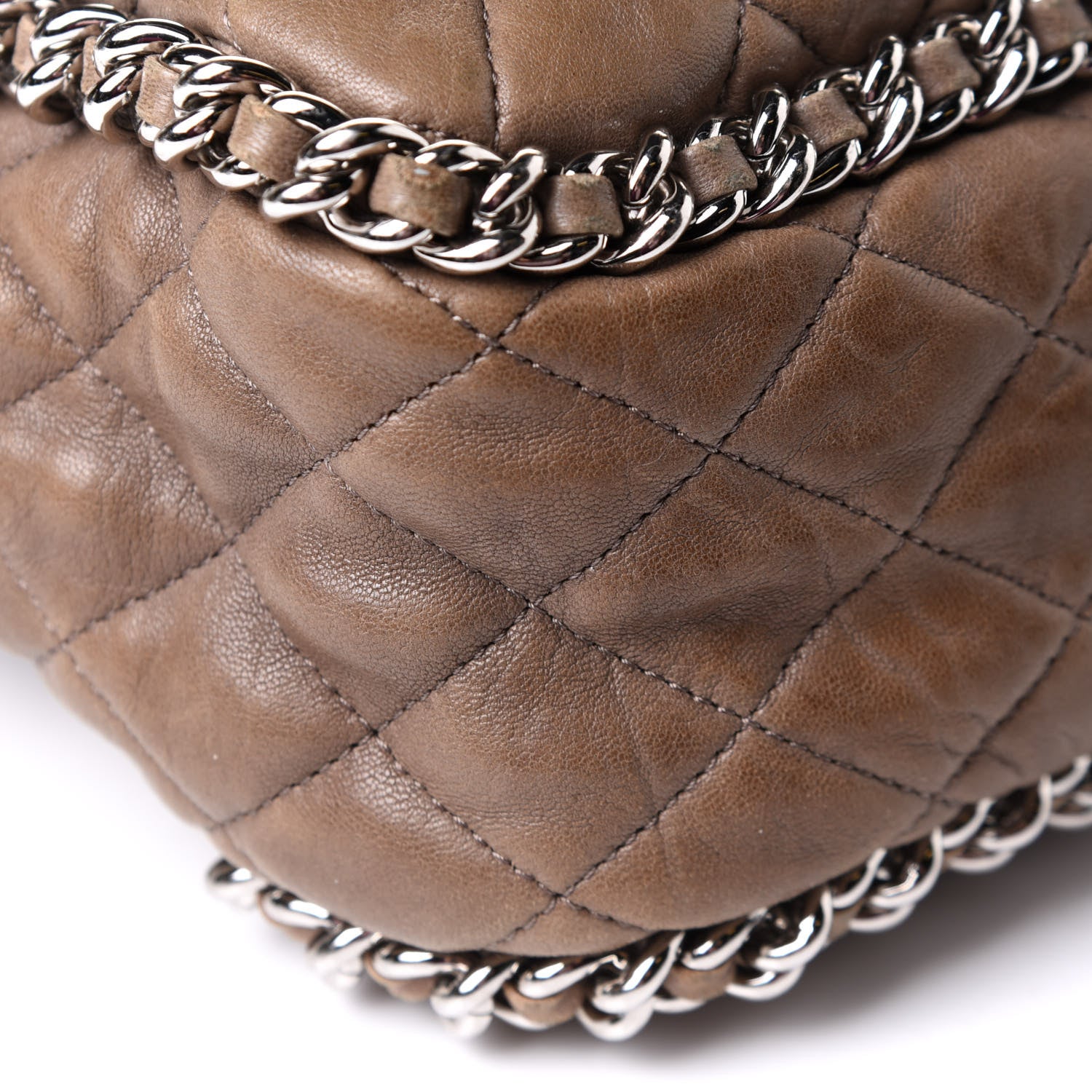 Chanel Washed Lambskin Quilted Maxi Chain Around Flap Taupe 8 of 10