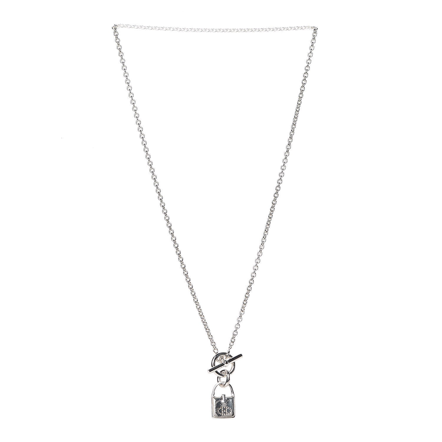 Hermes Sterling Silver Evelyne Charm Pendant Necklace 3 of 5