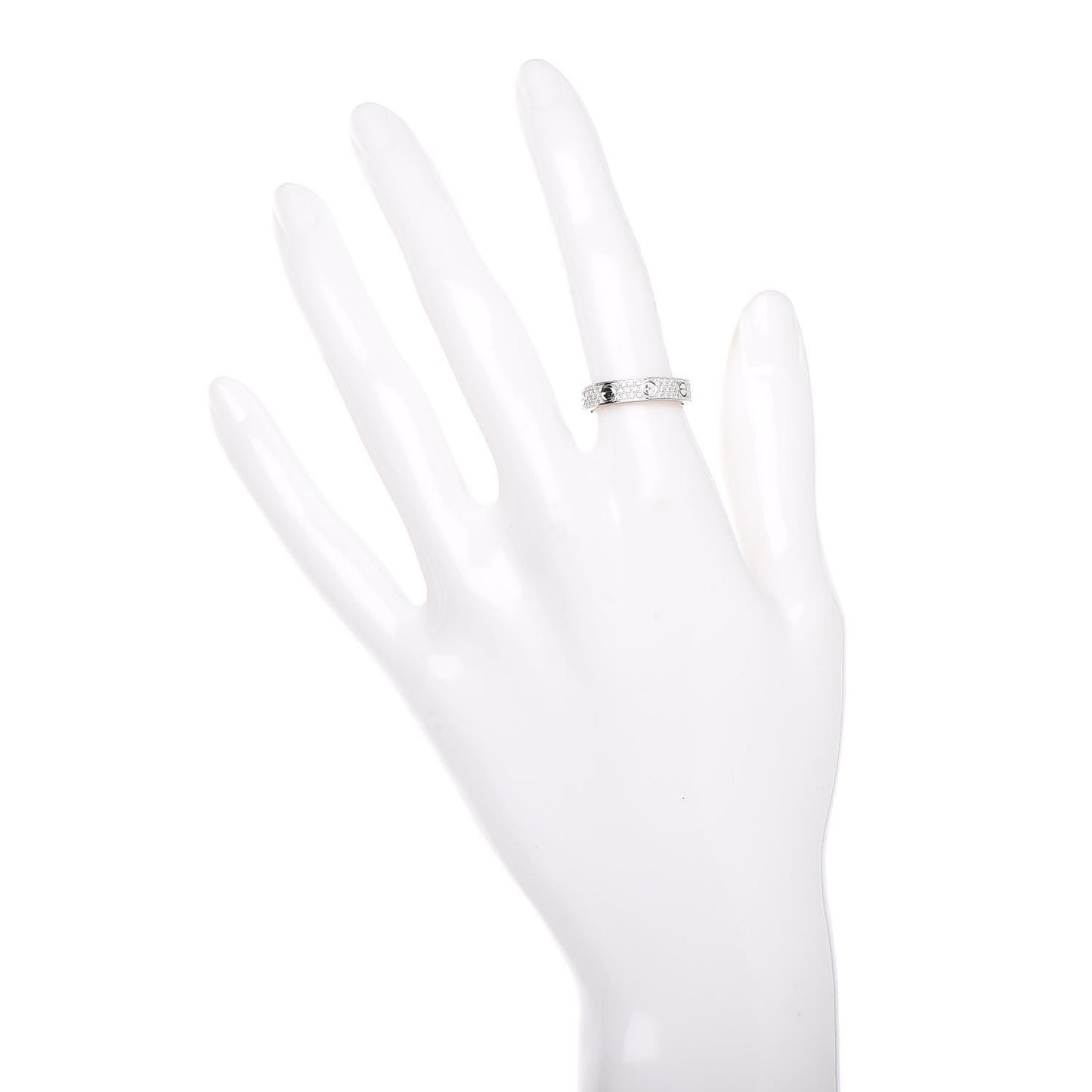 18K White Gold Diamond 4mm LOVE Wedding Paved Band Ring 50 5.25