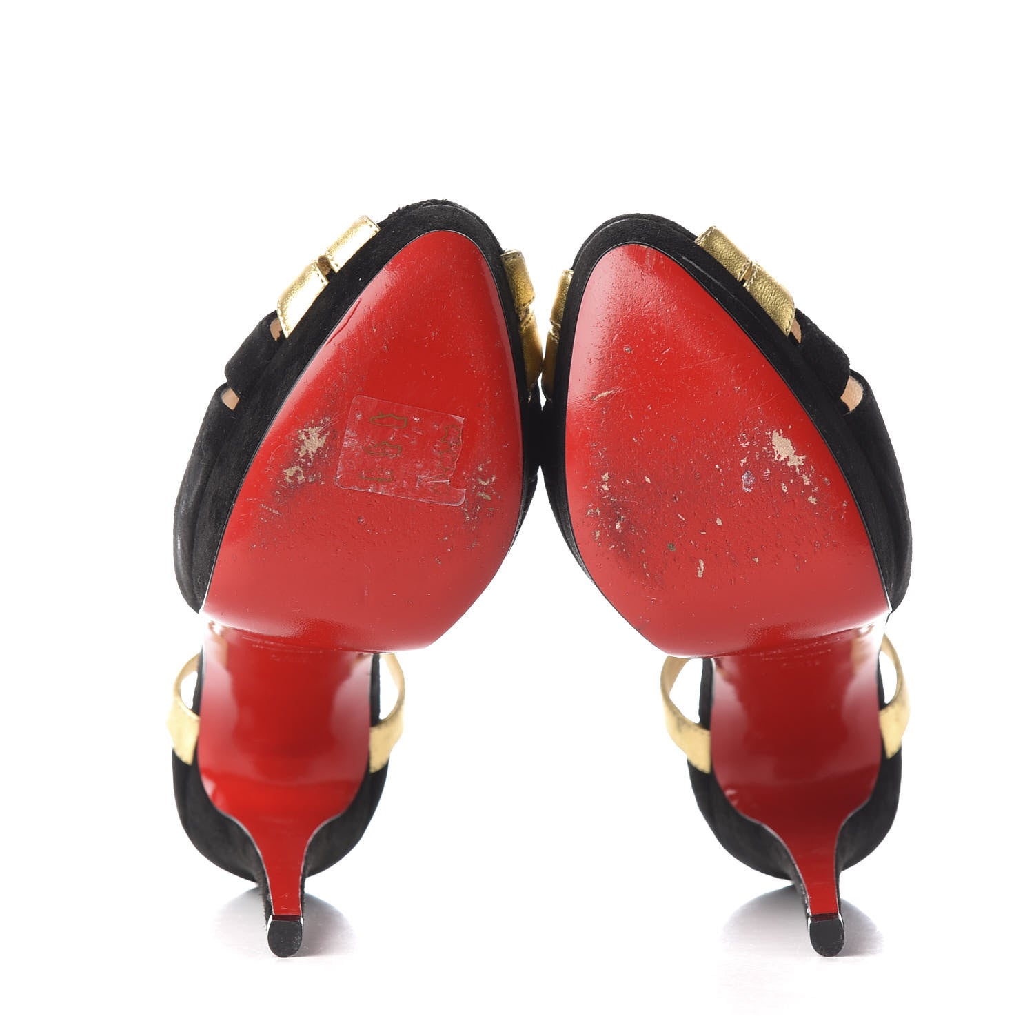 Christian Louboutin Suede Nappa Laminato Glennalta 150 Pumps 39.5 Black Gold 5 of 9