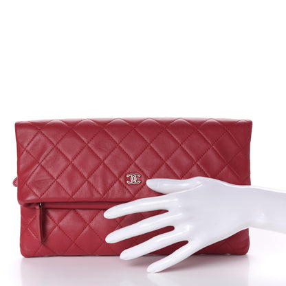 Chanel Lambskin Quilted CC Beauty Clutch Red 2 of 10