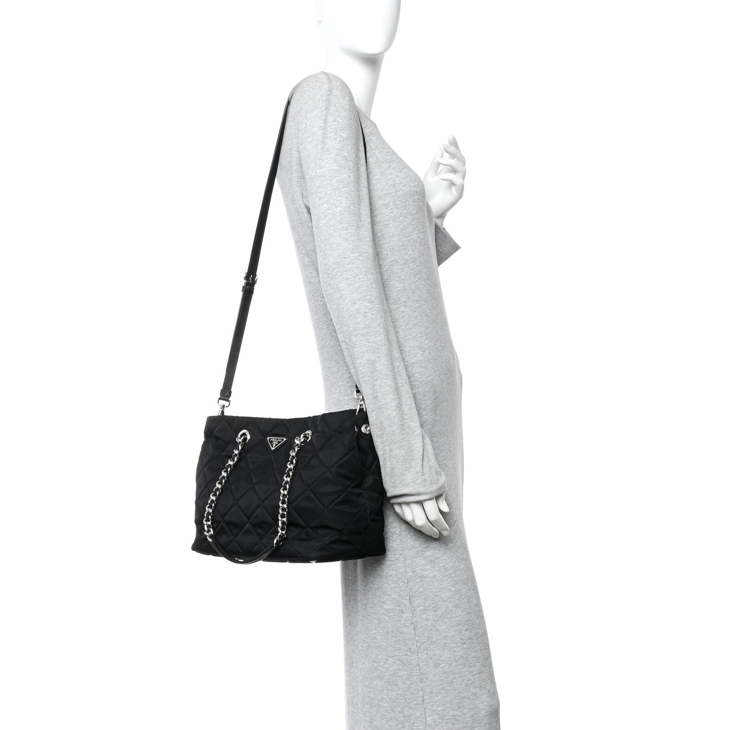 Nylon Tessuto Impuntu Quilted Tote Black