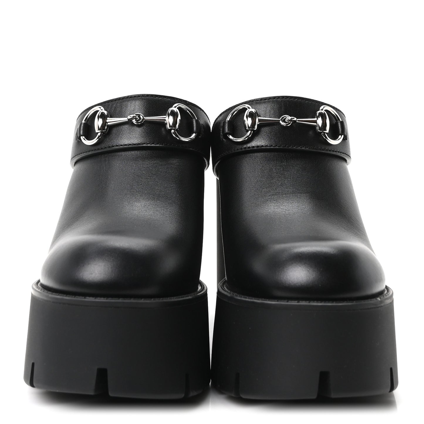 Real Betis Glamour Calfskin Horsebit Platform Mules 37 Black