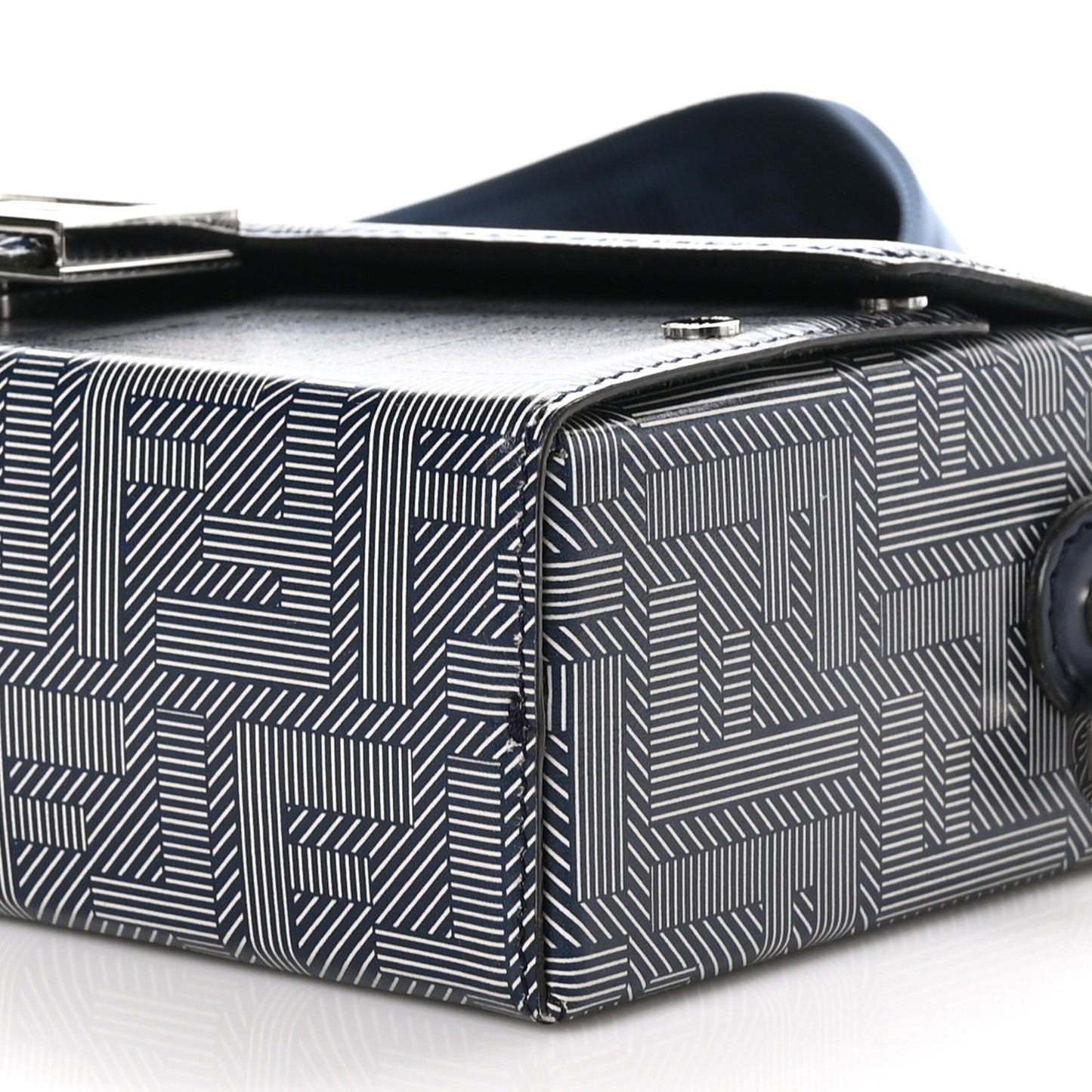 Vitello King FF Lines Embossed Bi-Color Baguette Soft Trunk Ghiaia Blue Mirto