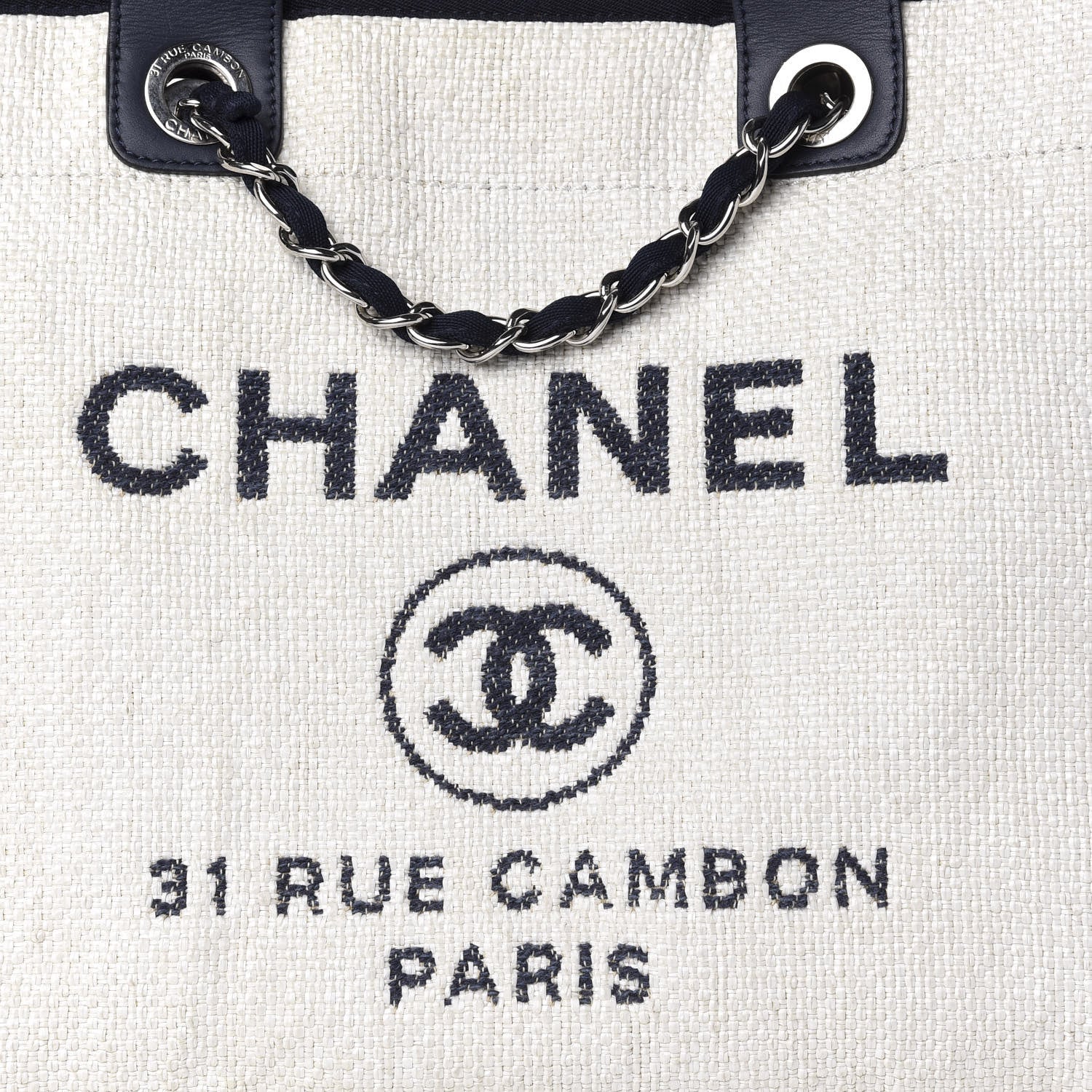 Chanel Woven Straw Raffia Medium Deauville Tote White Navy 11 of 11
