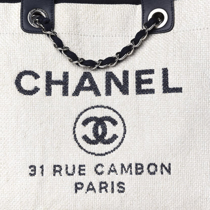 Chanel Woven Straw Raffia Medium Deauville Tote White Navy 11 of 11