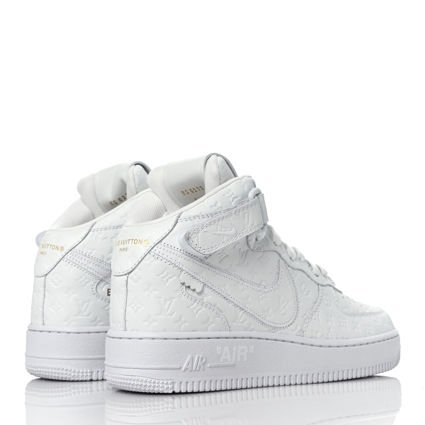 X NIKE AIR FORCE 1 Calfskin Monogram Mens Mid Sneakers 6 White
