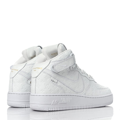 Louis Vuitton X NIKE AIR FORCE 1 Calfskin Monogram Mens Mid Sneakers 6 White 4 of 9
