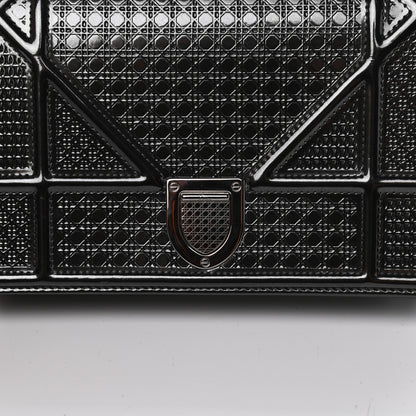 Christian Dior Metallic Patent Micro-Cannage Diorama Wallet on Chain Pouch Onyx Black 11 of 11