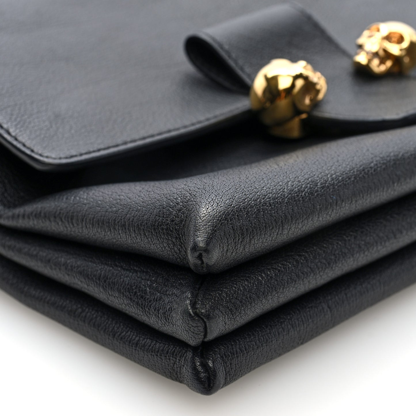 Calfskin Small Twin Skull Chain Crossbody Black