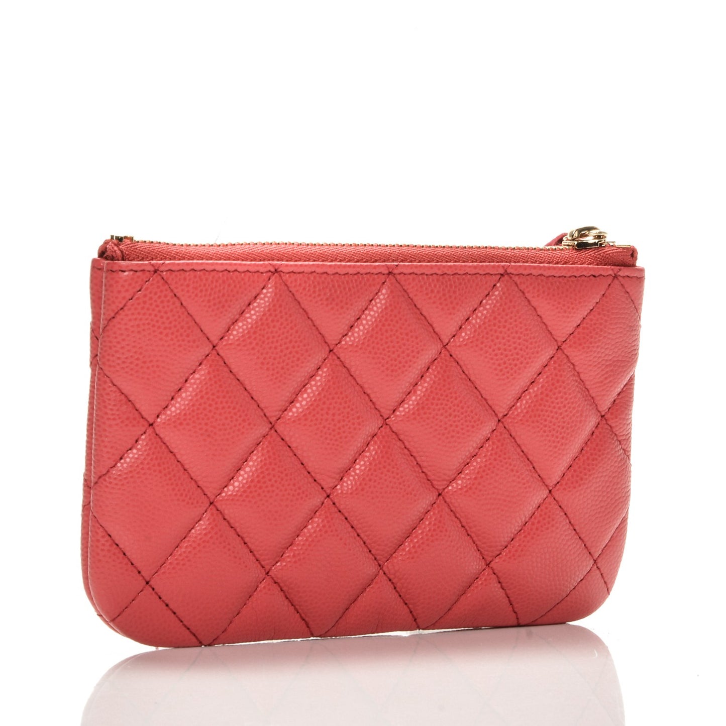 Caviar Quilted Small Cosmetic Case Dark Pink