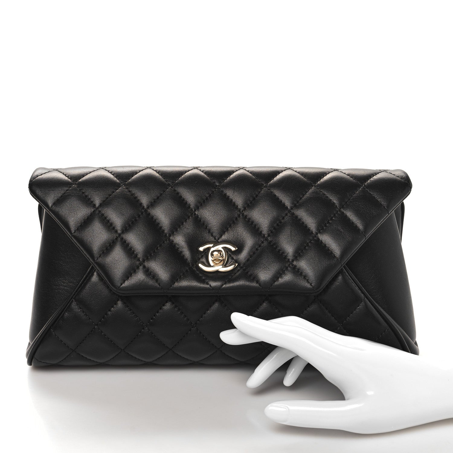 Chanel Lambskin Quilted Fold Up Again Clutch Black 2 of 10