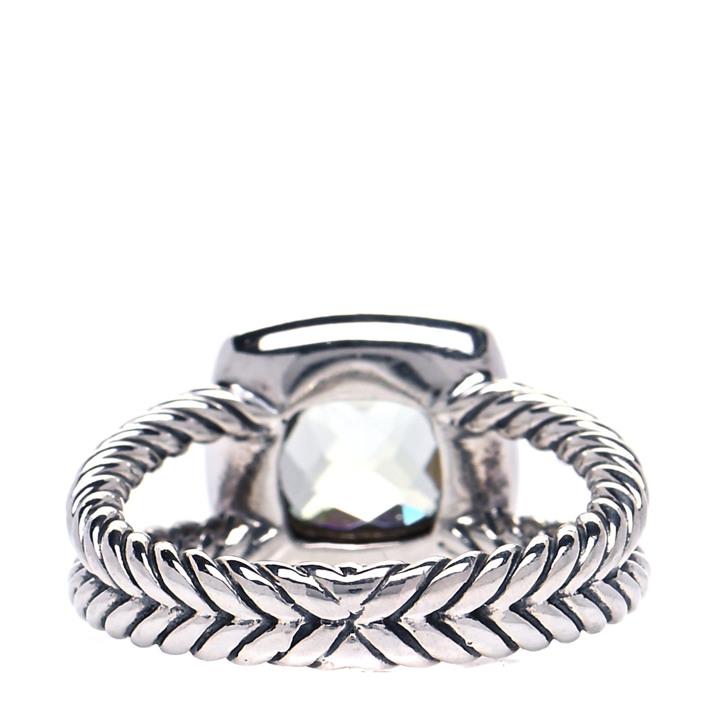 Sterling Silver Diamond Prasiolite 7mm Petite Albion Ring 52 6