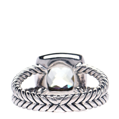 David Yurman Sterling Silver Diamond Prasiolite 7mm Petite Albion Ring 52 6 3 of 4