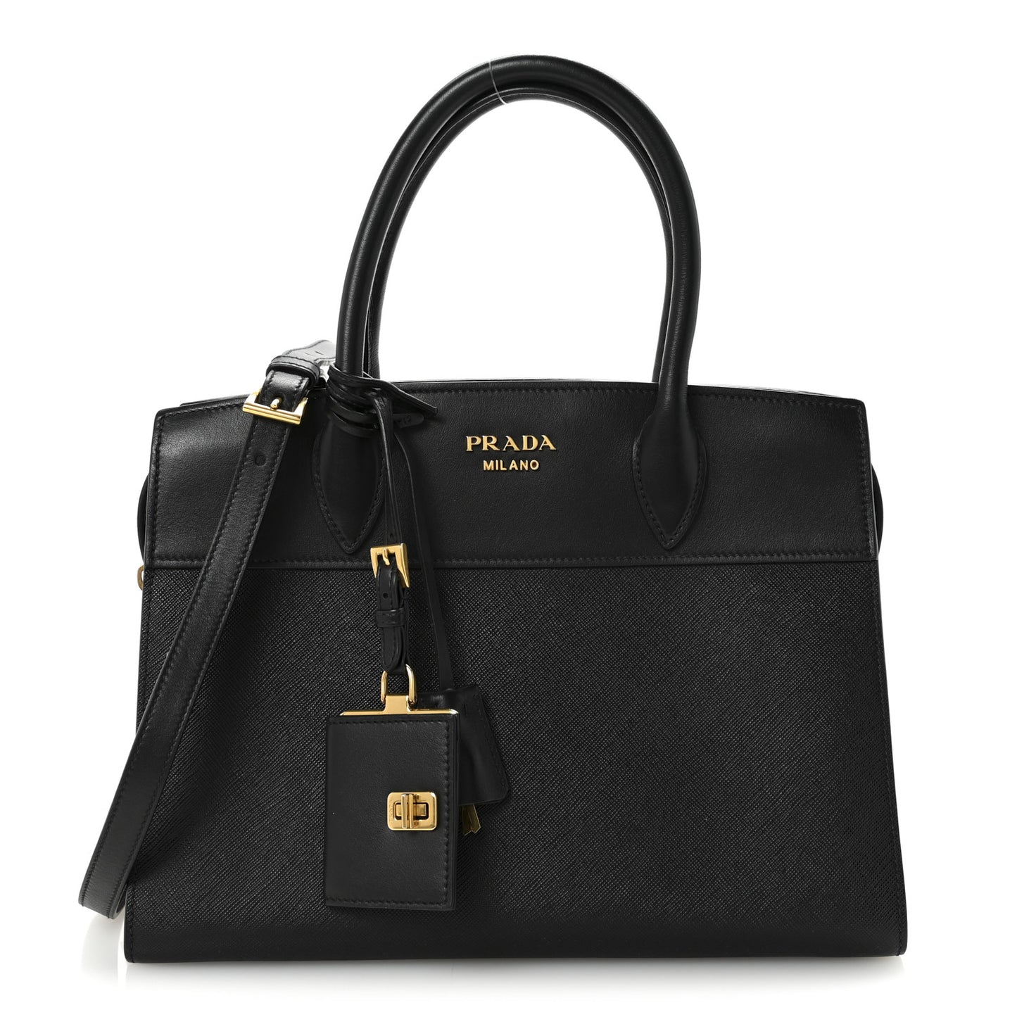Saffiano City Calfskin Medium Esplanade Tote Black