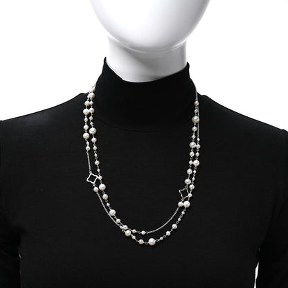 David Yurman Sterling Silver Cultured Pearl Quatrefoil Long Chain Necklace 2 of 4