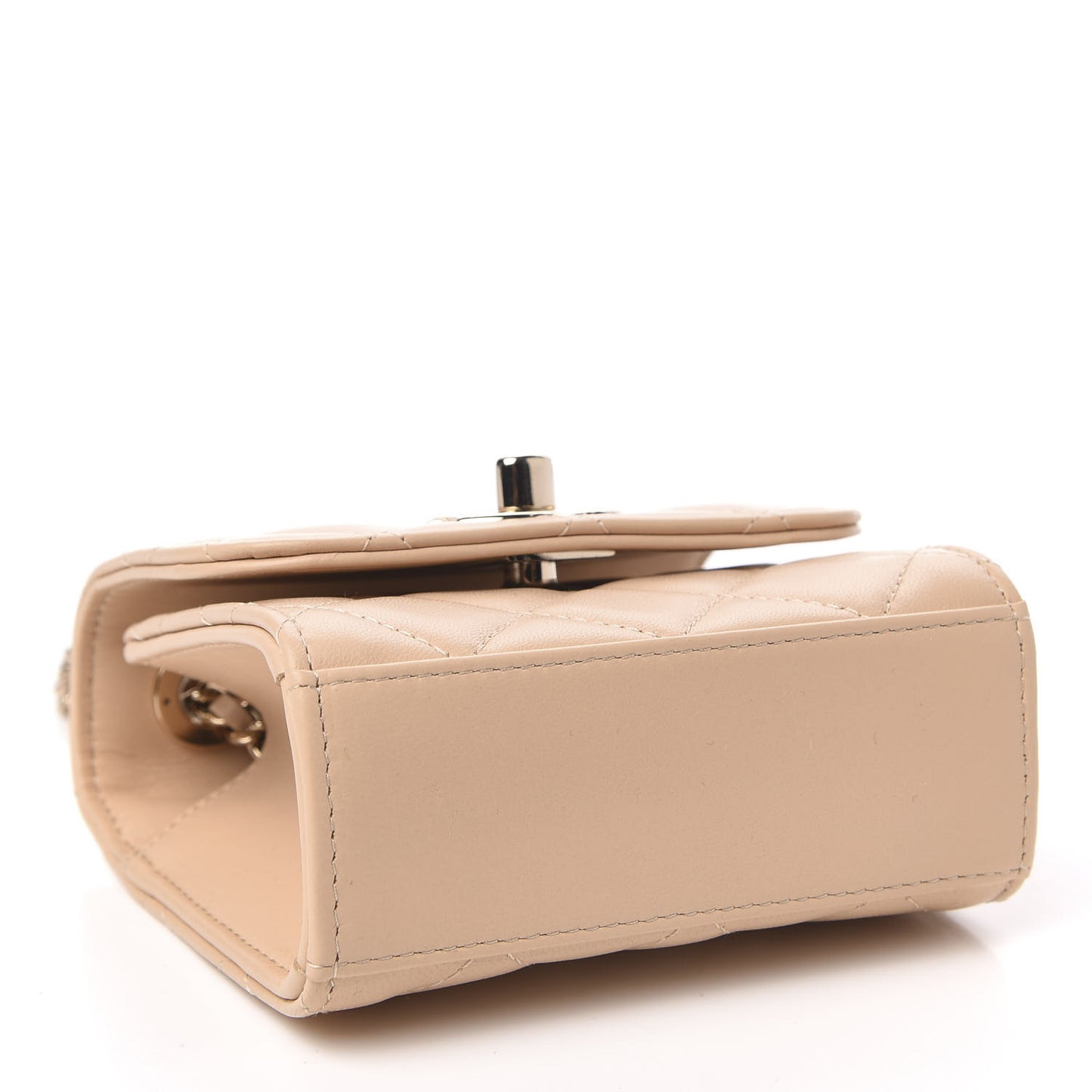 Lambskin Quilted Mini Trendy CC Clutch With Chain Beige