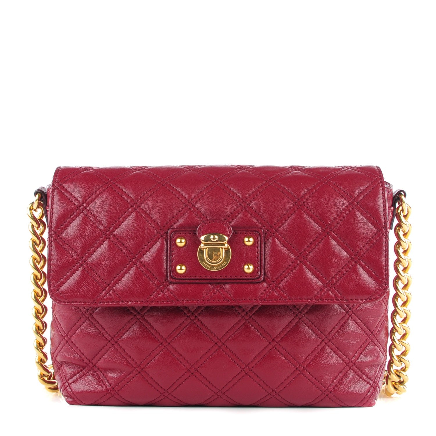 Marc Jacobs Lacquered Lambskin Quilted The Large Single Flap Bordeaux 1 of 10