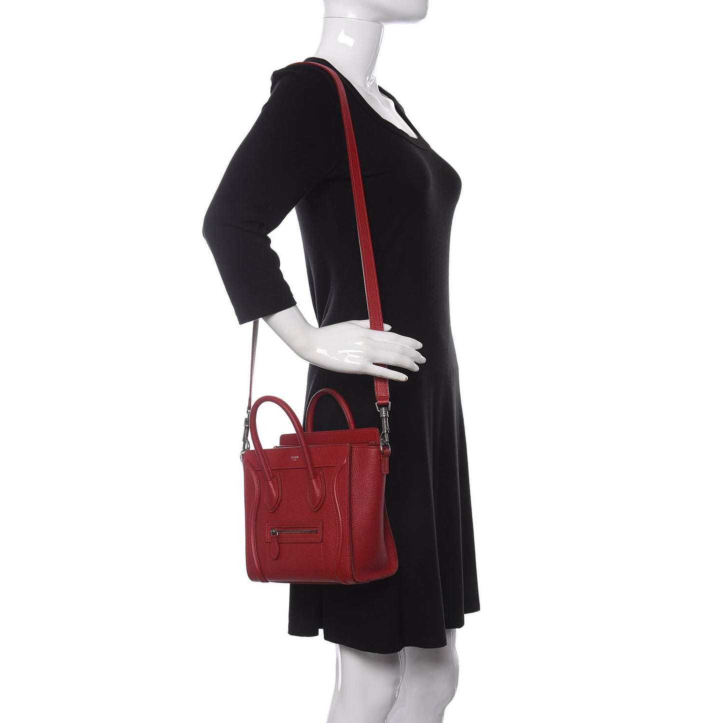 Drummed Calfskin Nano Luggage Red