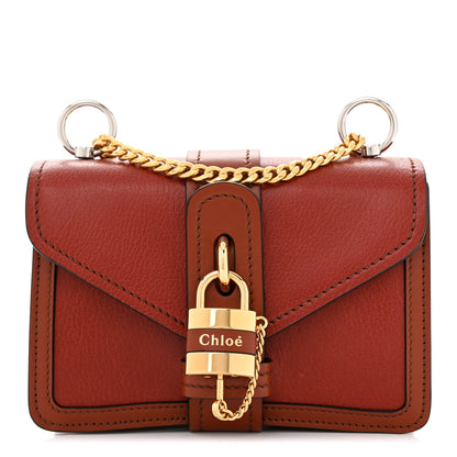 Chloe Shiny Goatskin Calfskin Mini Aby Chain Shoulder Bag Sepia Brown 1 of 12