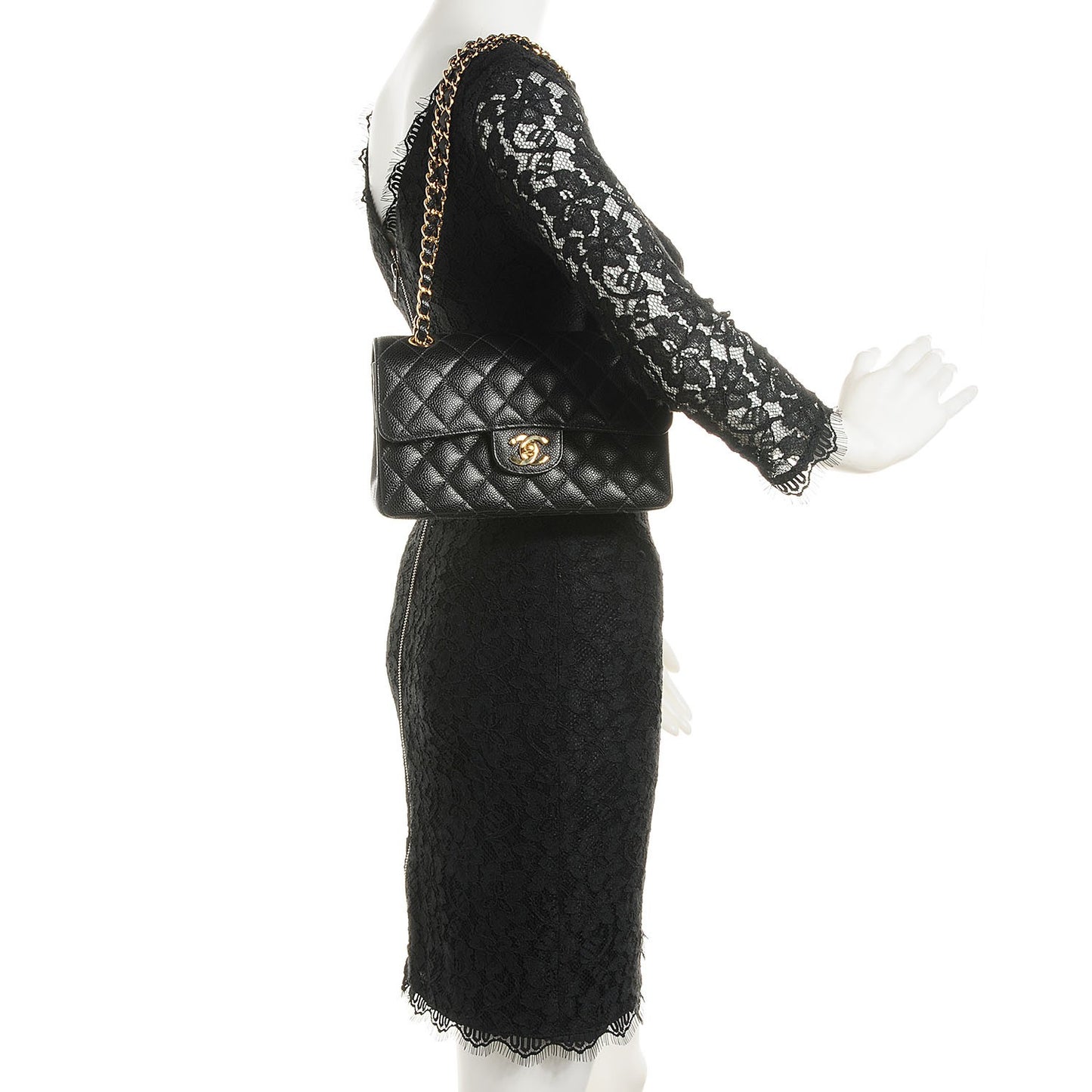 Caviar Quilted Small Double Flap Black