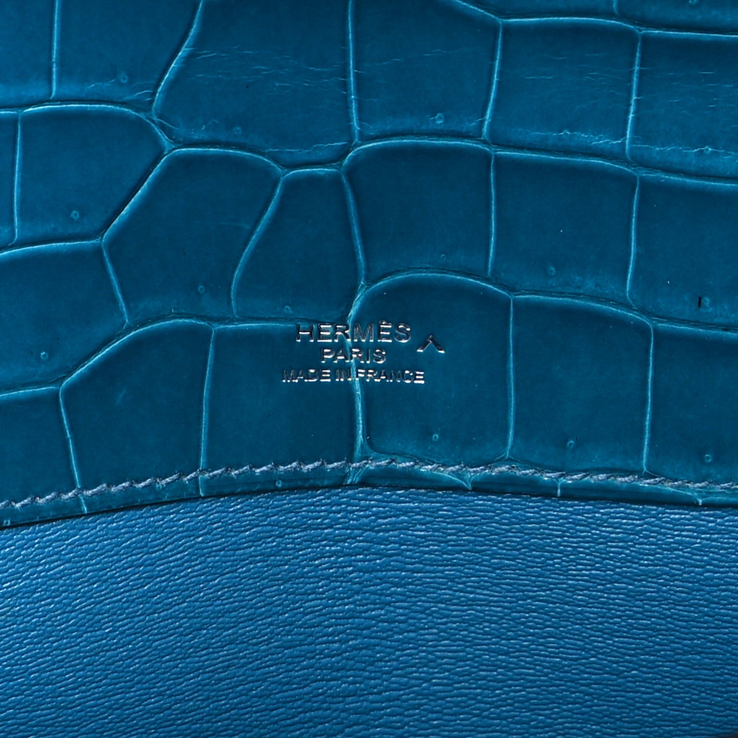 Shiny Porosus Crocodile Kelly Cut Pochette Bleu Izmir