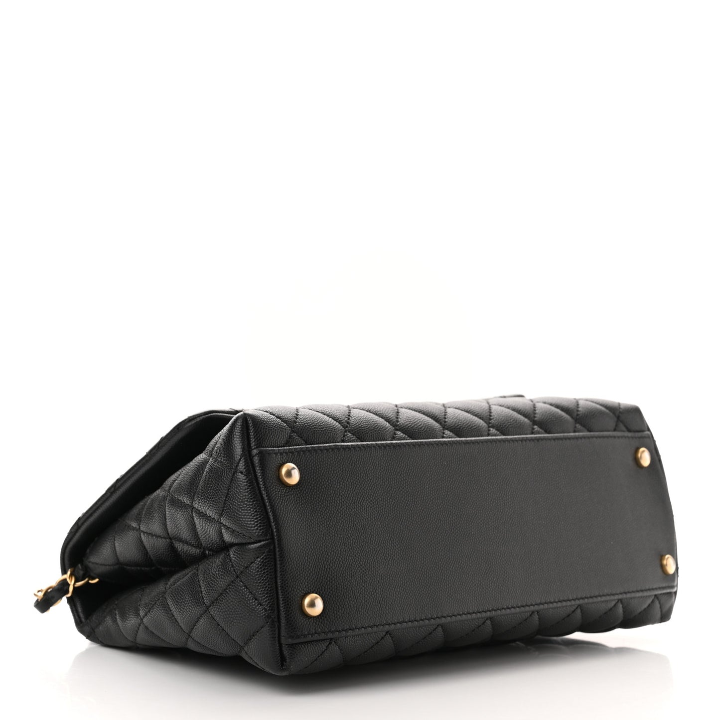 Caviar Lizard Embossed Quilted Small Coco Handle Flap Black