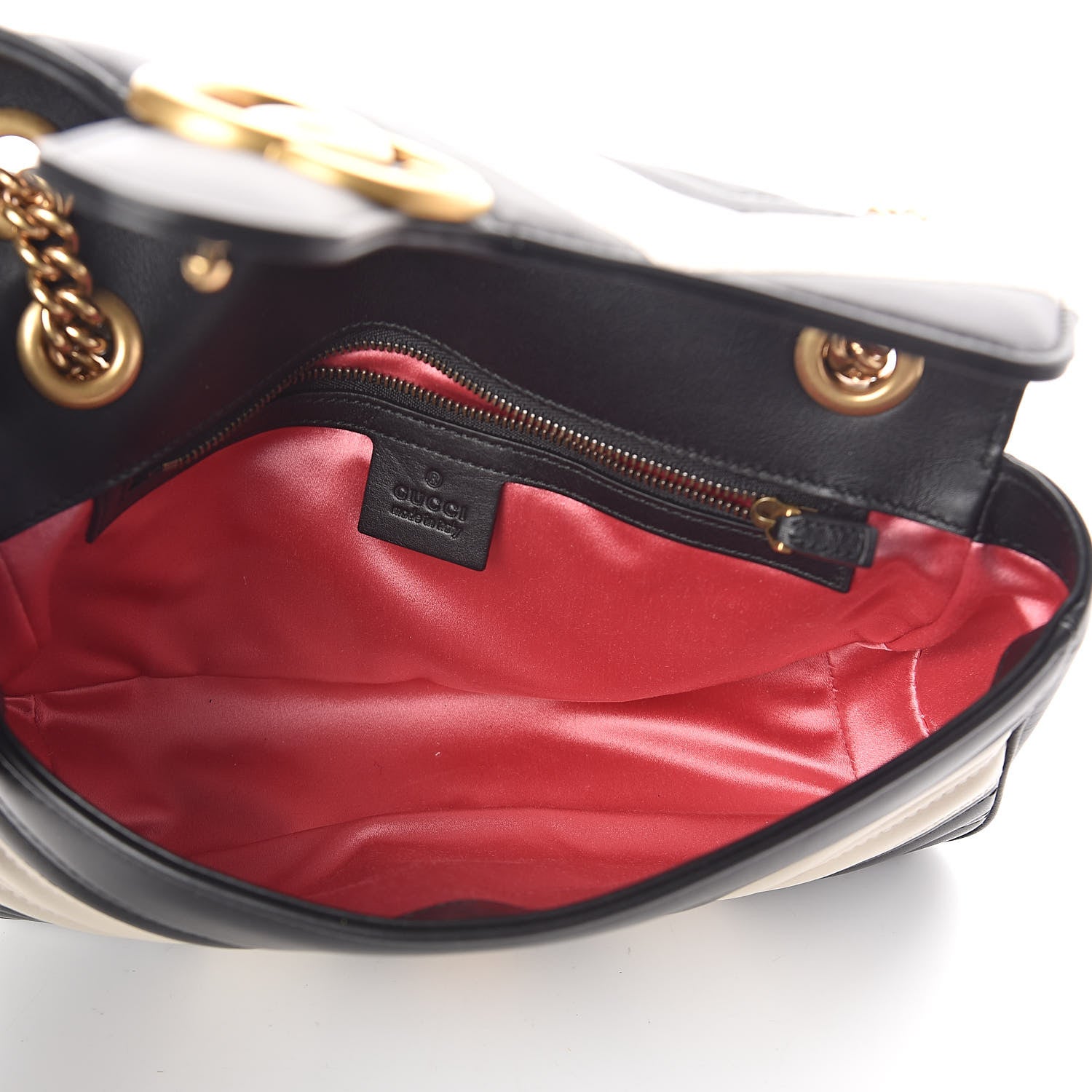 Gucci Calfskin Matelasse Small GG Marmont Shoulder Bag Black White 5 of 10