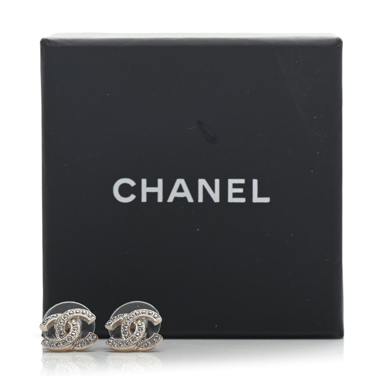 Chanel Crystal Mini Timeless CC Earrings Gold 5 of 5