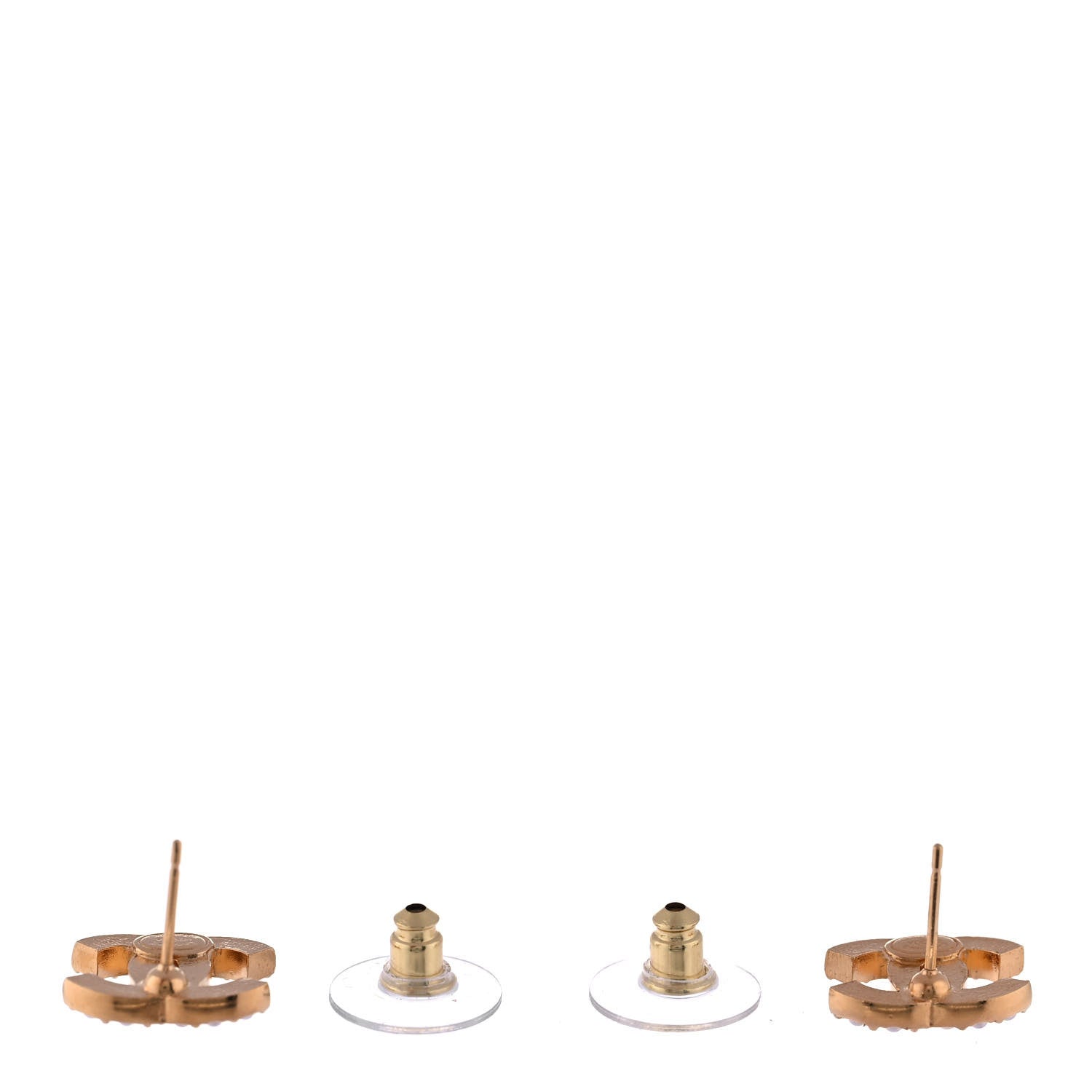 Chanel Pearl Studded CC Earrings Gold 4 of 5