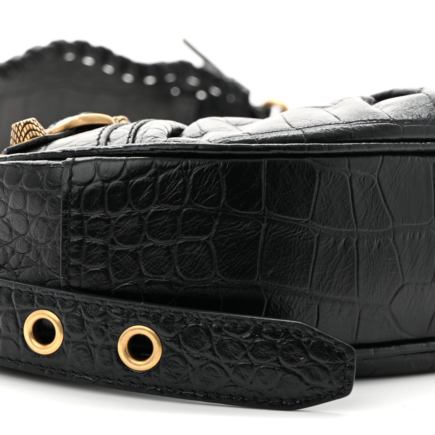 Balenciaga Extra Supple Calfskin Crocodile Embossed Le Cagole Shoulder Bag XS Black 10 of 11