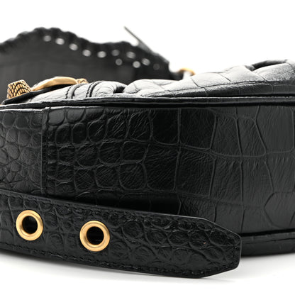 Balenciaga Extra Supple Calfskin Crocodile Embossed Le Cagole Shoulder Bag XS Black 10 of 11