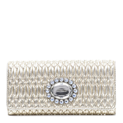 Miu Miu Metallic Nappa Matelasse Crystal Clutch Pyrite 1 of 8