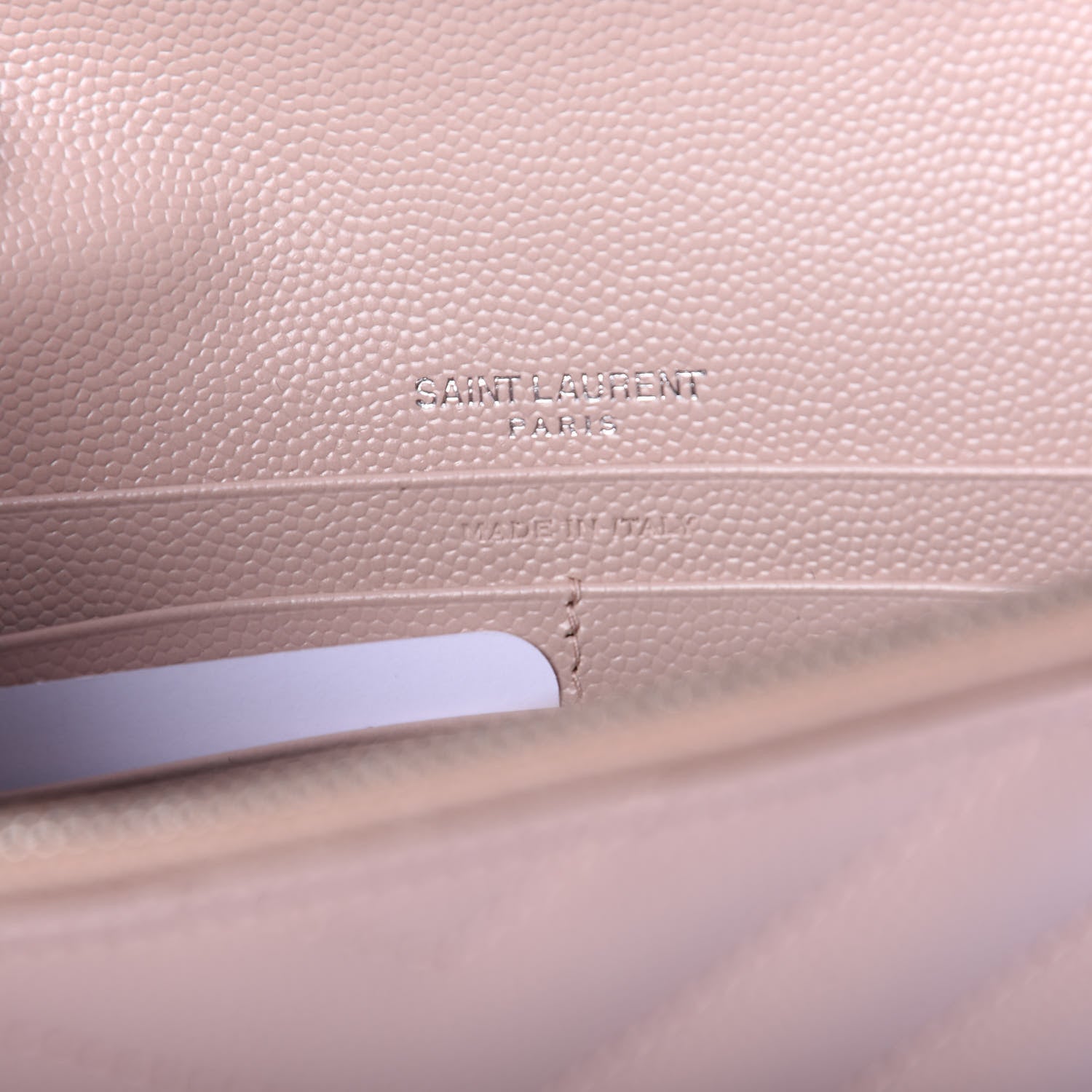 Saint Laurent Grain De Poudre Matelasse Chevron Monogram Envelope Chain Wallet Pale Pink 5 of 9