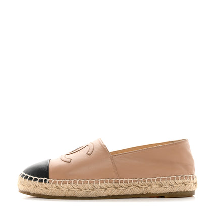 Chanel Lambskin CC Espadrilles 38 Beige Black 1 of 14