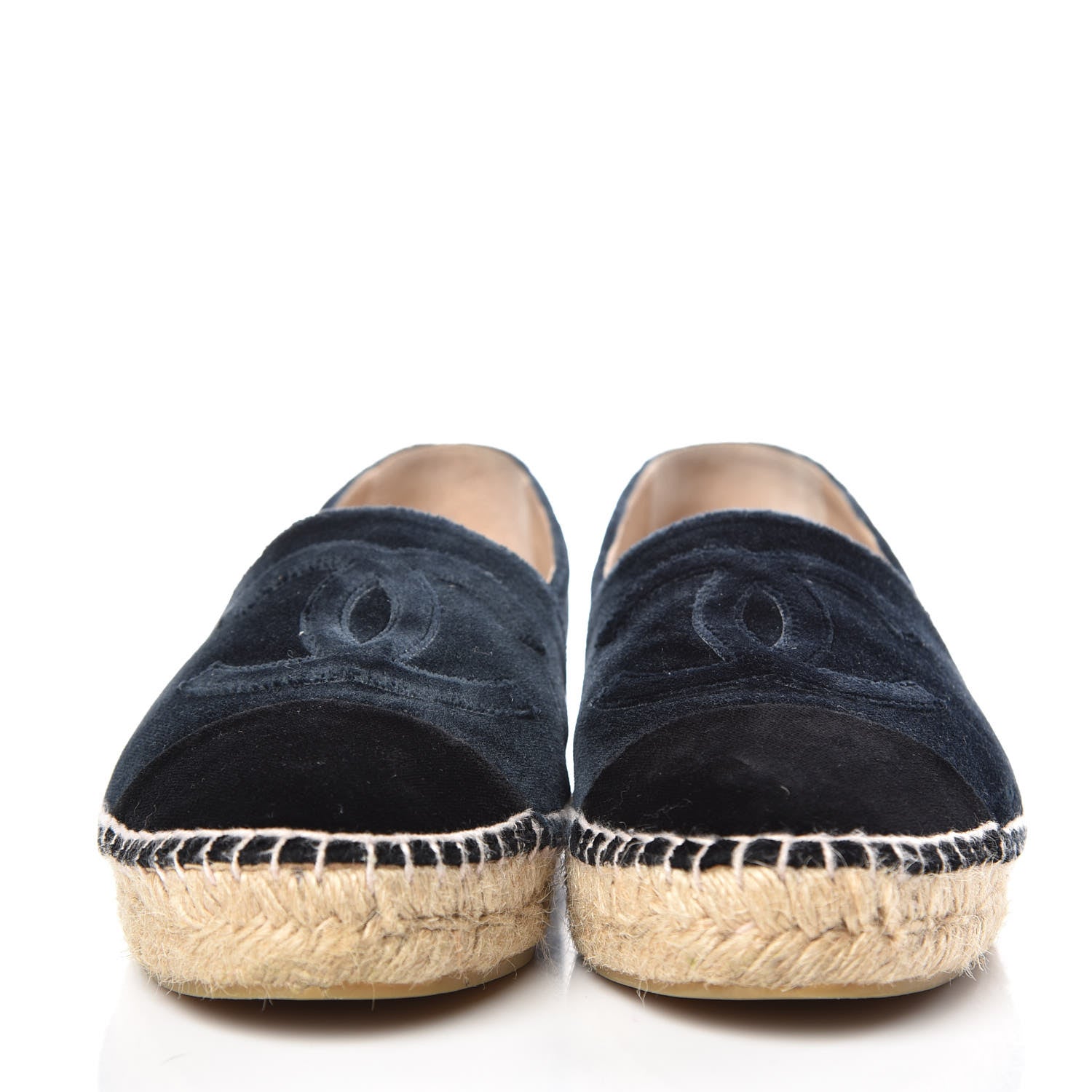 Chanel Velvet CC Espadrilles 38 Dark Navy Black 2 of 10