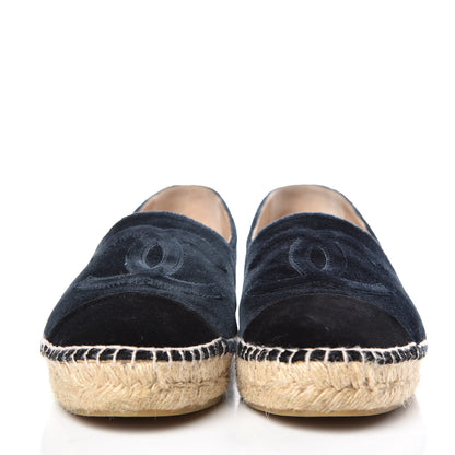 Chanel Velvet CC Espadrilles 38 Dark Navy Black 2 of 10