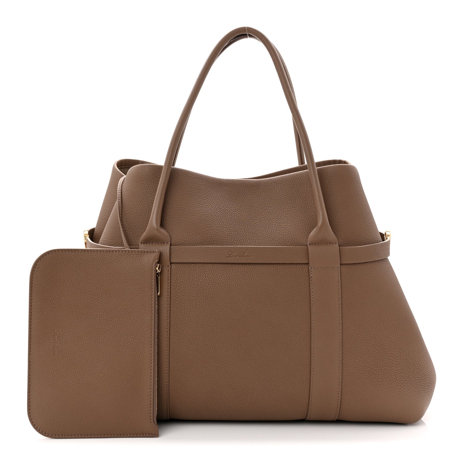 Loro Piana Grained Calfskin Large Ghiera Shopper Tote Fossil