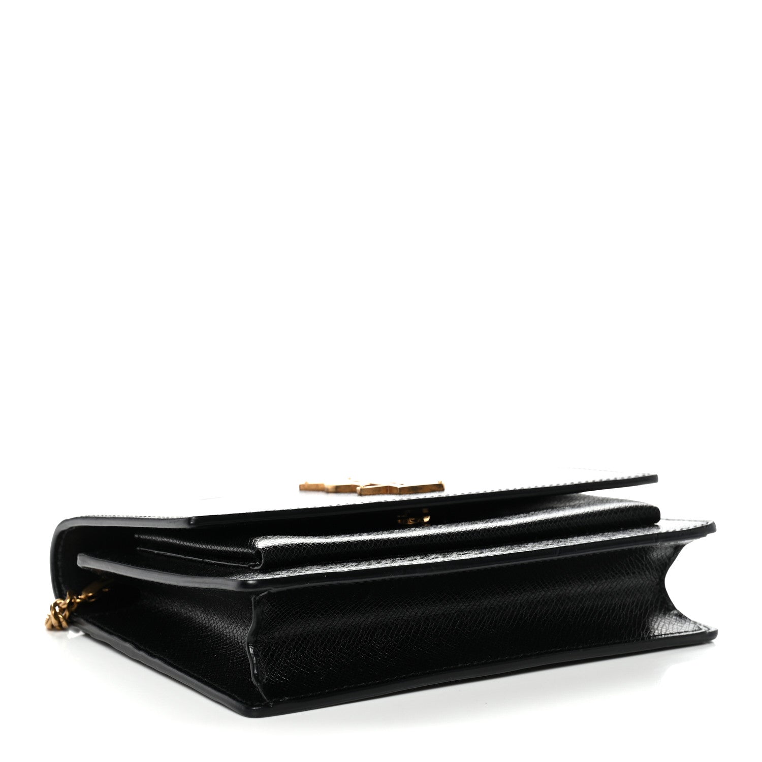 Saint Laurent Coated Bark Calfskin Sunset Chain Wallet Black 4 of 13