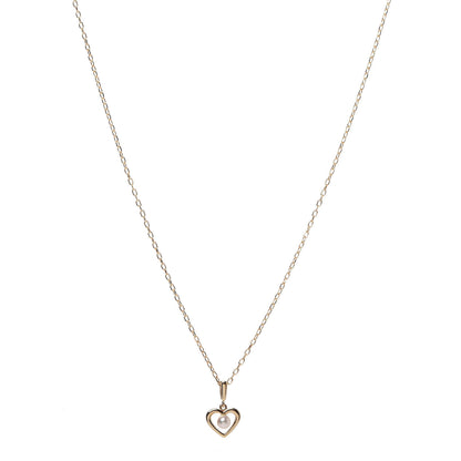 Mikimoto 18K Yellow Gold Akoya Pearl 3.5mm Heart Pendant Necklace 1 of 6