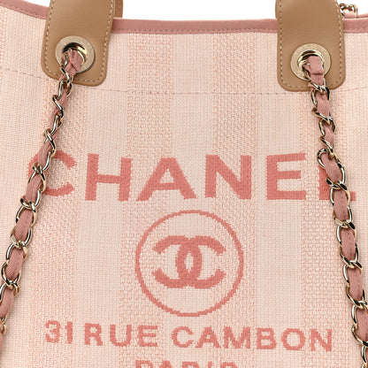 Chanel Mixed Fibers Calfskin Striped Medium Deauville Tote Light Pink 8 of 10