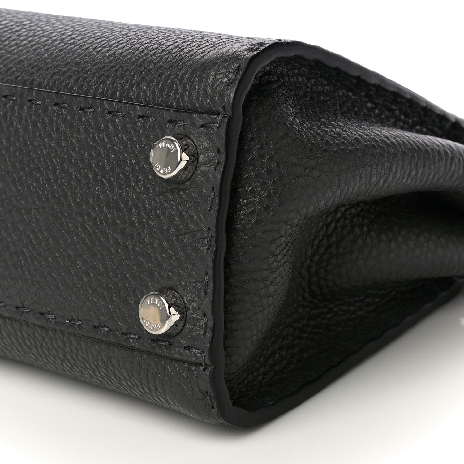 Fendi Cuoio Romano Selleria Bi-Color Mini Peekaboo Iconic Satchel Asfalto Latte 12 of 12