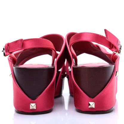 Valentino Garavani Satin Rockstud Platform Sandals 37 Pink 5 of 12