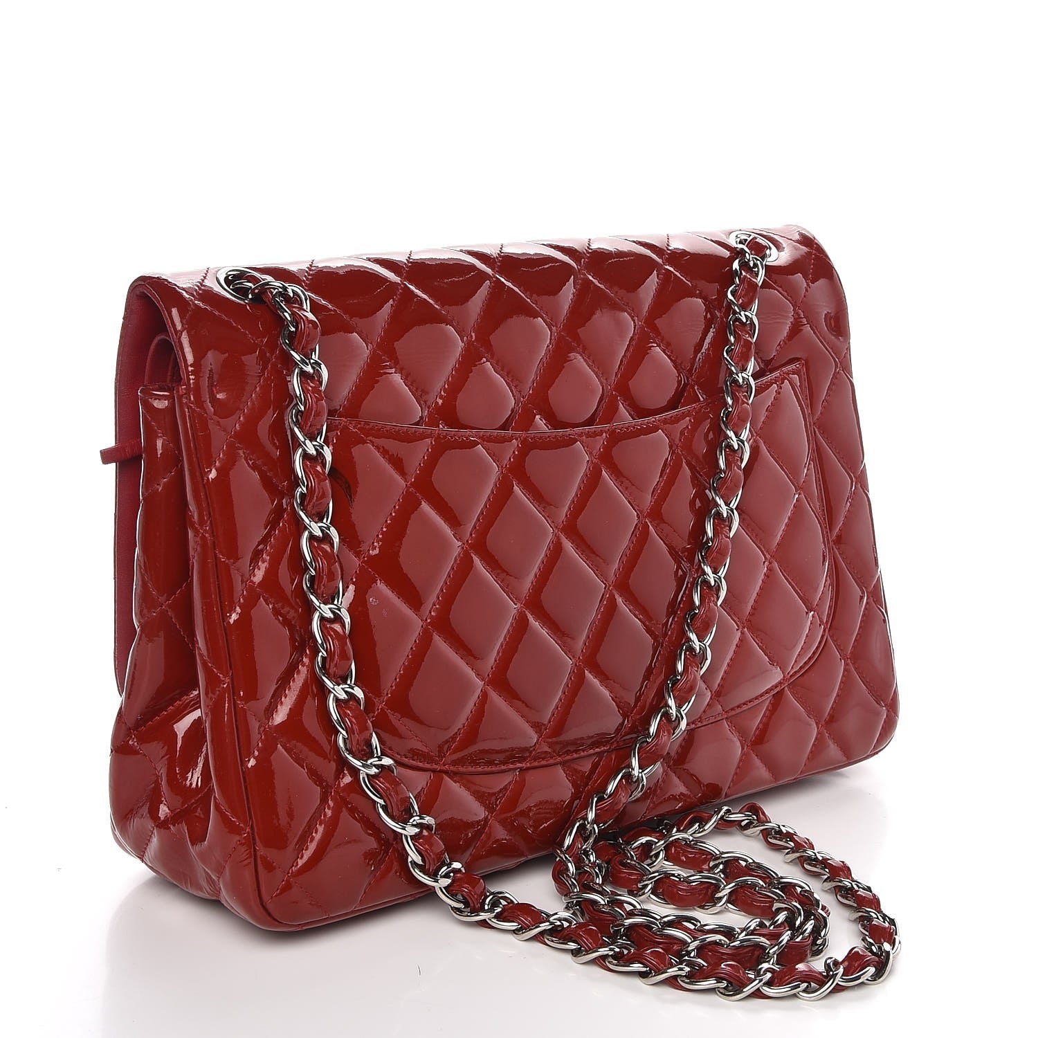 Chanel Patent Quilted Jumbo Double Flap Red 3 of 8