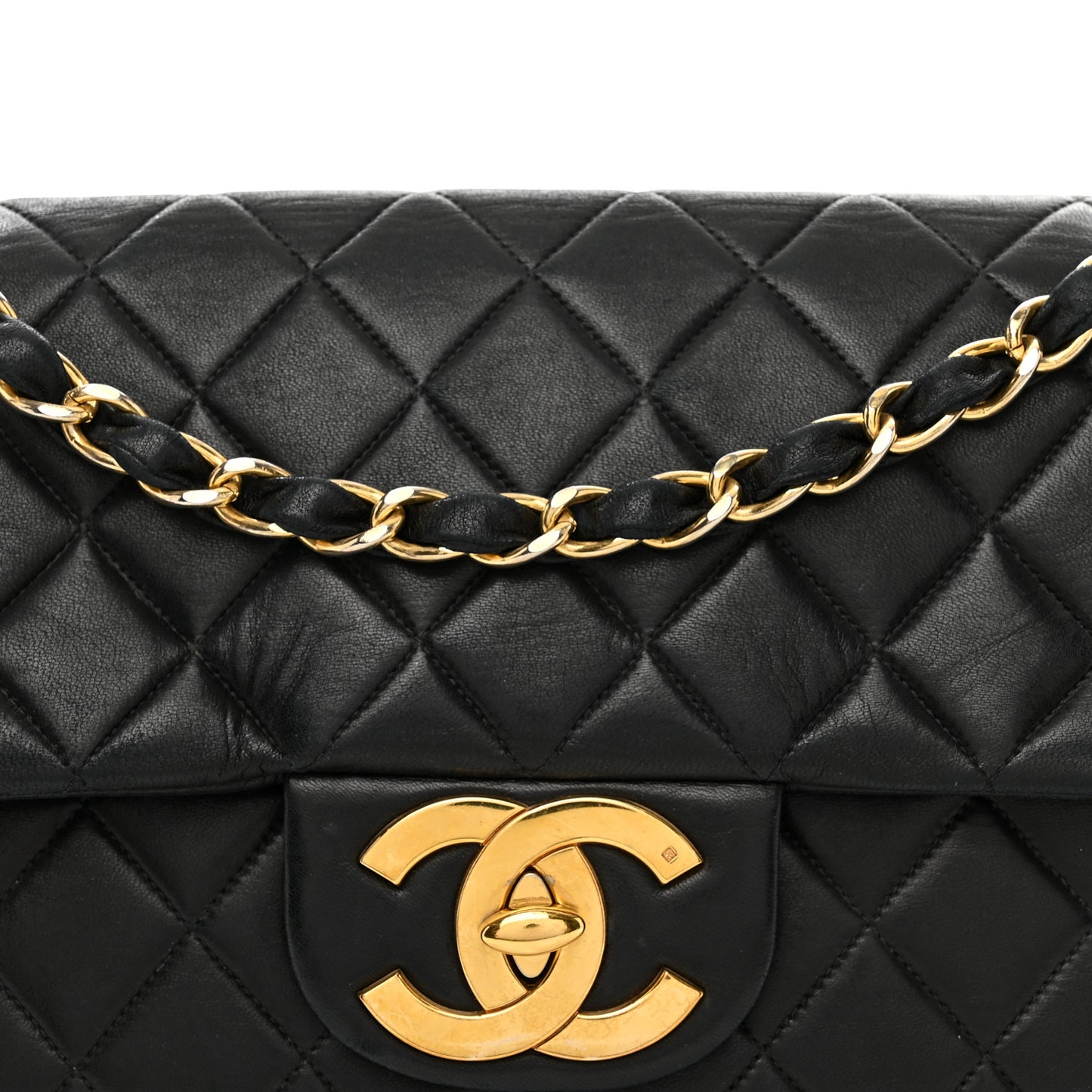 Lambskin Quilted XL Jumbo Single Flap Black