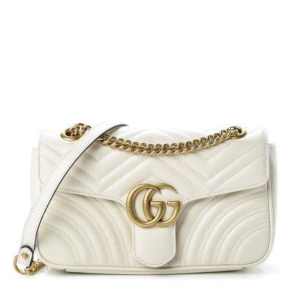 Gucci Calfskin Matelasse Small GG Marmont Shoulder Bag White 1 of 13