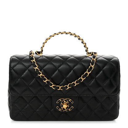 Chanel Lambskin Quilted Small Strass On Top Flap Bag Black 1 of 11